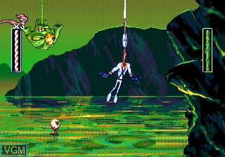 In-game screen of the game Earthworm Jim on Sega Megadrive