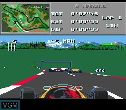 In-game screen of the game F1 on Sega Megadrive