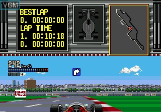 In-game screen of the game Ferrari Grand Prix Challenge on Sega Megadrive