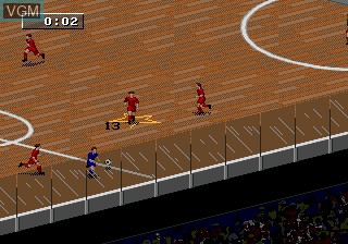 In-game screen of the game FIFA Soccer 97 on Sega Megadrive