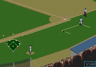 In-game screen of the game Frank Thomas Big Hurt Baseball on Sega Megadrive