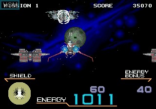 In-game screen of the game Galaxy Force II on Sega Megadrive