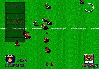 In-game screen of the game International Rugby on Sega Megadrive