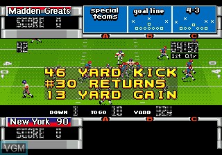 In-game screen of the game John Madden Football Championship Edition on Sega Megadrive