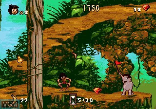 In-game screen of the game Jungle Book, The on Sega Megadrive