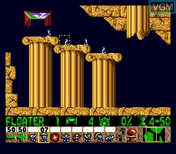In-game screen of the game Lemmings on Sega Megadrive