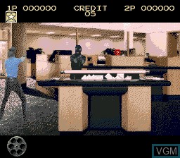In-game screen of the game Lethal Enforcers on Sega Megadrive