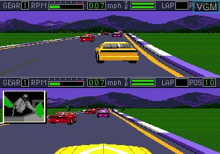 In-game screen of the game Mario Andretti Racing on Sega Megadrive