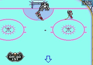 In-game screen of the game Mutant League Hockey on Sega Megadrive