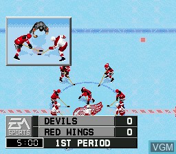 In-game screen of the game NHL 96 on Sega Megadrive