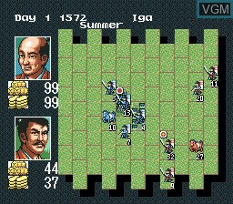 In-game screen of the game Nobunaga's Ambition on Sega Megadrive