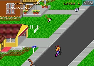 In-game screen of the game Paperboy 2 on Sega Megadrive