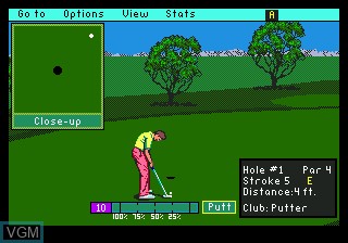 In-game screen of the game PGA Tour Golf on Sega Megadrive