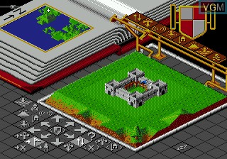 In-game screen of the game Populous on Sega Megadrive
