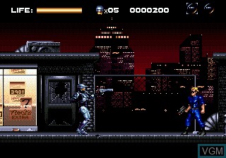 In-game screen of the game RoboCop Versus The Terminator on Sega Megadrive