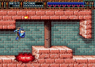In-game screen of the game Rocket Knight Adventures on Sega Megadrive