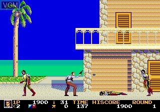 In-game screen of the game Rolling Thunder 2 on Sega Megadrive
