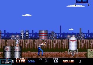In-game screen of the game Rolling Thunder 3 on Sega Megadrive