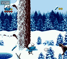 In-game screen of the game Smurfs Travel the World, The on Sega Megadrive