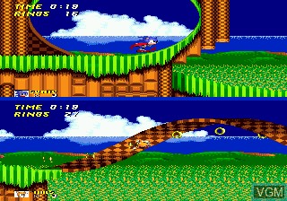 In-game screen of the game Sonic the Hedgehog 2 on Sega Megadrive