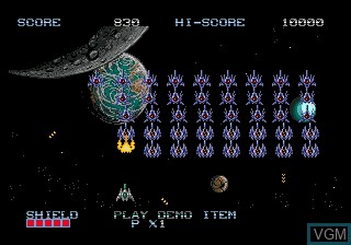 In-game screen of the game Space Invaders '91 on Sega Megadrive