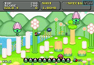 In-game screen of the game Super Fantasy Zone on Sega Megadrive