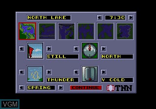 In-game screen of the game TNN Bass Tournament of Champions on Sega Megadrive