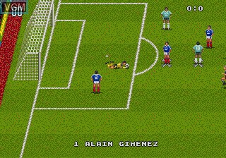 In-game screen of the game World Trophy Soccer on Sega Megadrive