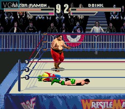 In-game screen of the game WWF WrestleMania - The Arcade Game on Sega Megadrive
