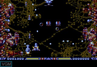 In-game screen of the game Xenon 2 - Megablast on Sega Megadrive