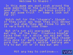 Menu screen of the game Snappo on Memotech MTX 512