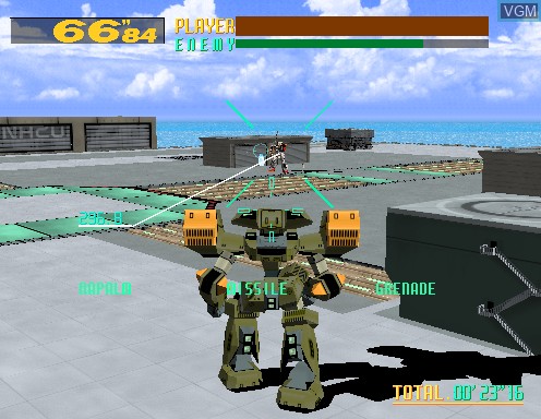 In-game screen of the game Virtual-On Cyber Troopers on Model 2