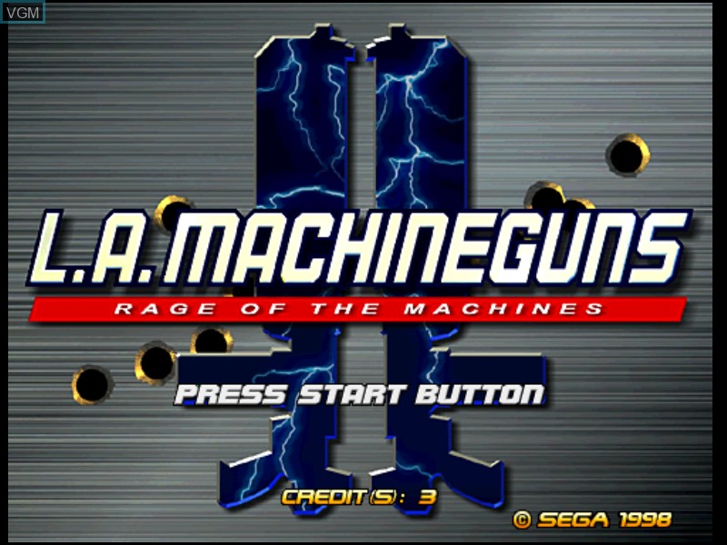 Title screen of the game L.A. Machineguns on Model 3