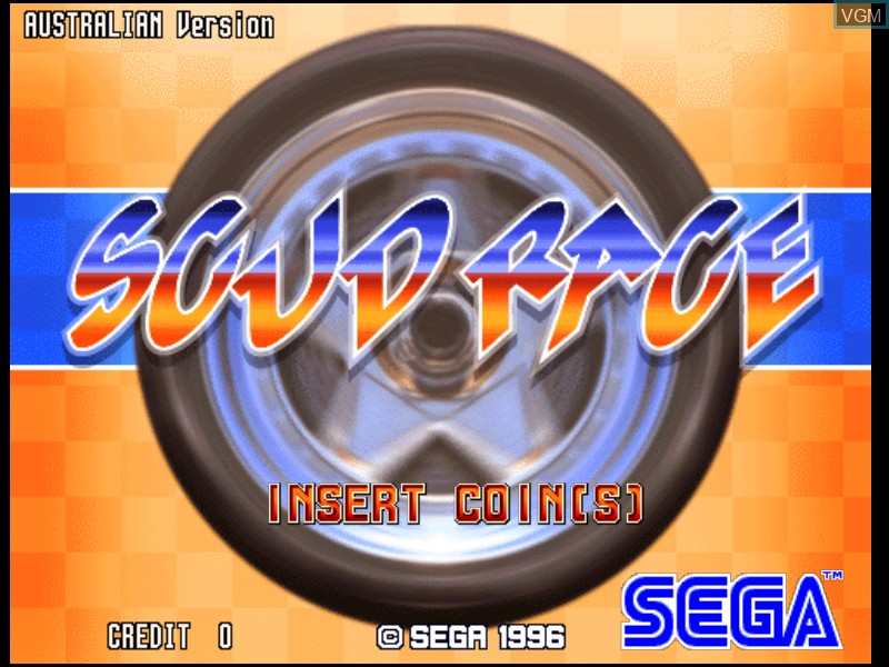 Title screen of the game Scud Race on Model 3