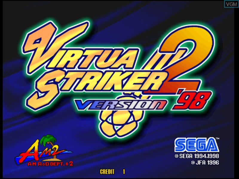 Title screen of the game Virtua Striker 2 Version '98 on Model 3