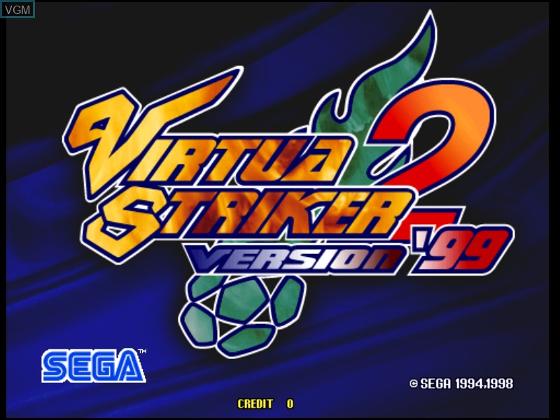 Title screen of the game Virtua Striker 2 Version '99 on Model 3