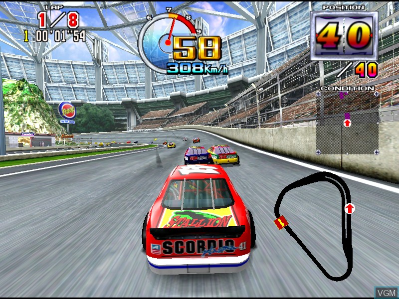 In-game screen of the game Daytona USA 2 on Model 3