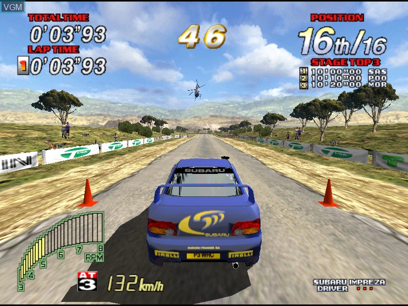 In-game screen of the game Sega Rally 2 on Model 3