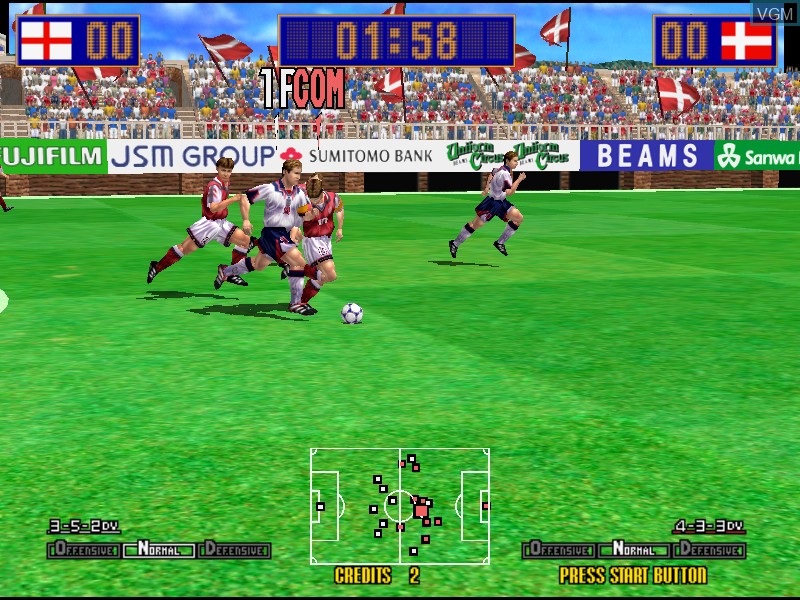 In-game screen of the game Virtua Striker 2 Version '98 on Model 3