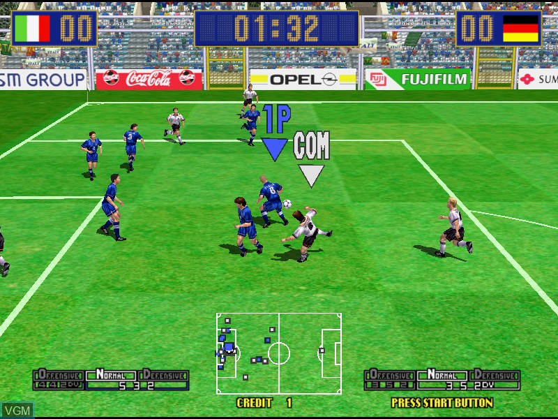 In-game screen of the game Virtua Striker 2 Version '99 on Model 3