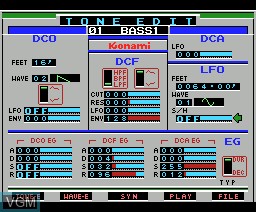 In-game screen of the game Konami's Synthesizer on MSX