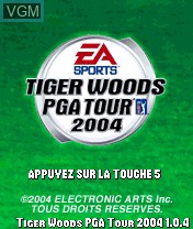 Title screen of the game Tiger Woods PGA Tour 2004 on Nokia N-Gage
