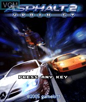 Title screen of the game Asphalt - Urban GT 2 on Nokia N-Gage