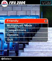 Menu screen of the game FIFA Football 2004 on Nokia N-Gage