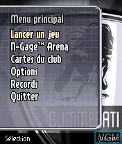 Menu screen of the game Glimmerati on Nokia N-Gage
