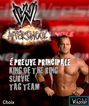 Menu screen of the game WWE Aftershock on Nokia N-Gage