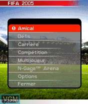 Menu screen of the game FIFA Football 2005 on Nokia N-Gage