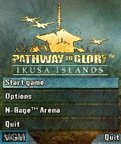 Menu screen of the game Pathway to Glory - Ikusa Islands on Nokia N-Gage