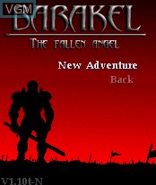 Menu screen of the game Barakel - The Fallen Angel on Nokia N-Gage
