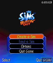 Menu screen of the game Sims, The - Bustin' Out on Nokia N-Gage
